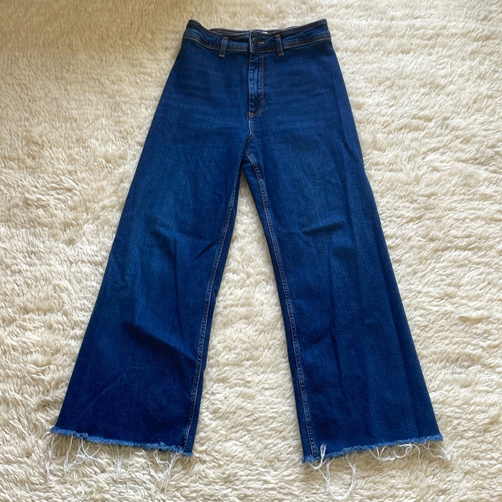 Zara Wide Leg High Waisted Sailor Jeans Size 8